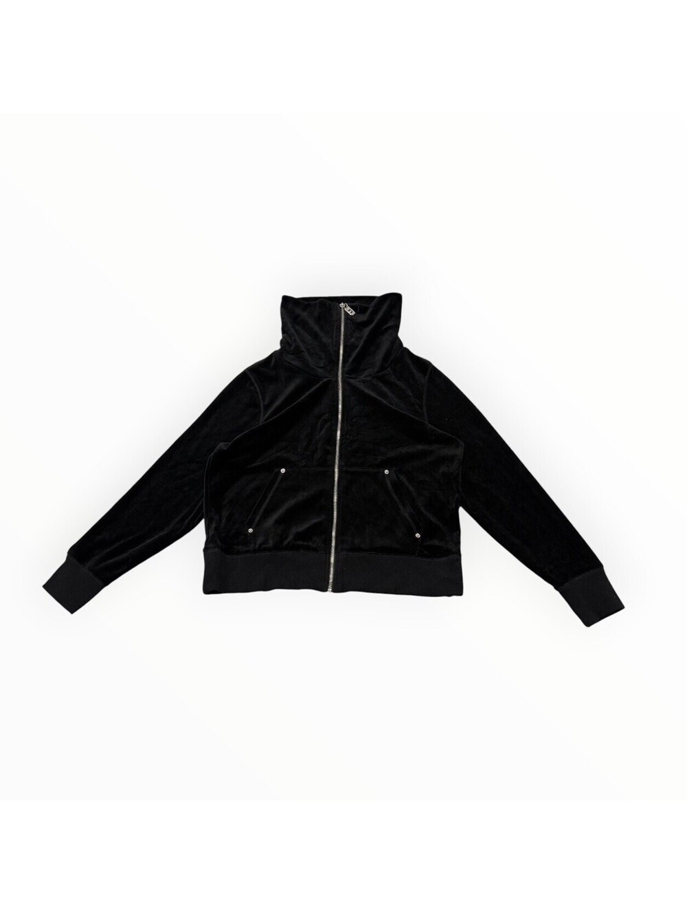 Michael Kors Black Velour Zip Wide Collar Front Full Zip Jacket Size XL Women’s